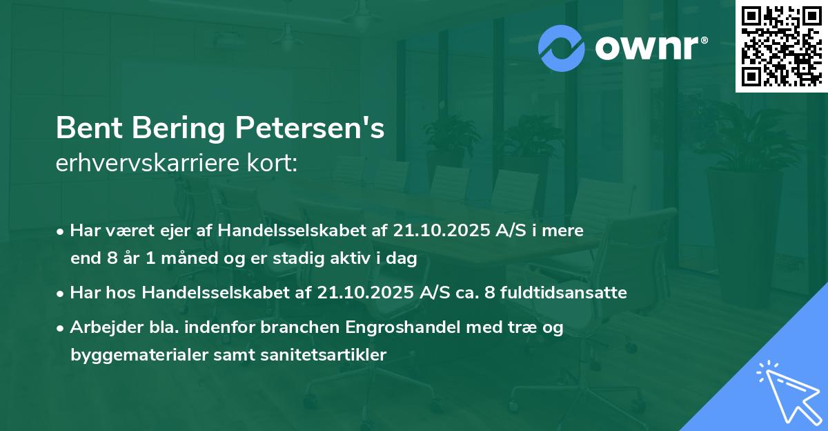 Bent Bering Petersen's erhvervskarriere kort