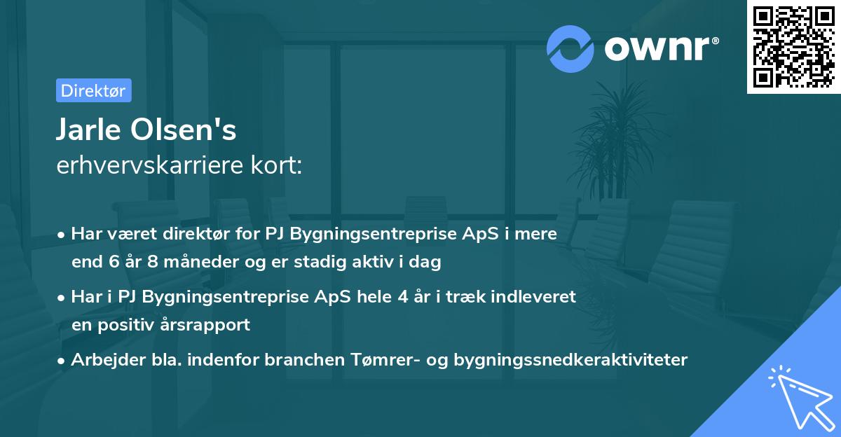Jarle Olsen's erhvervskarriere kort