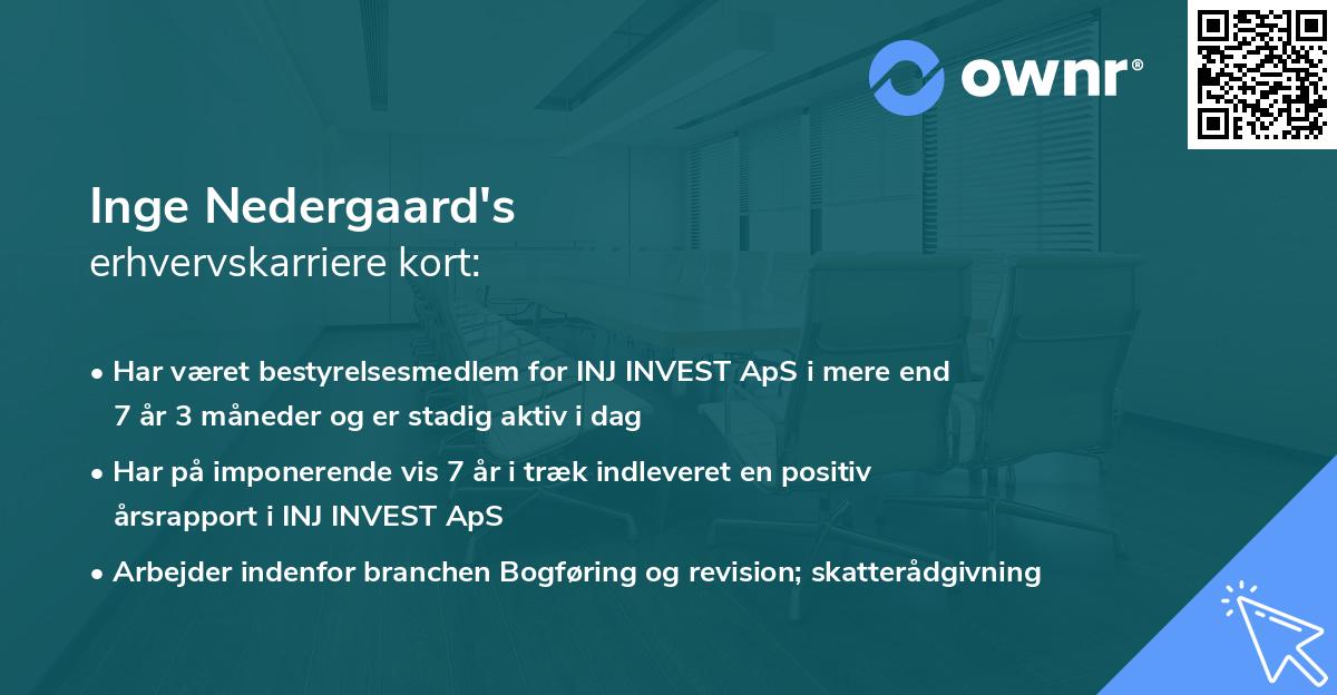 Inge Nedergaard's erhvervskarriere kort
