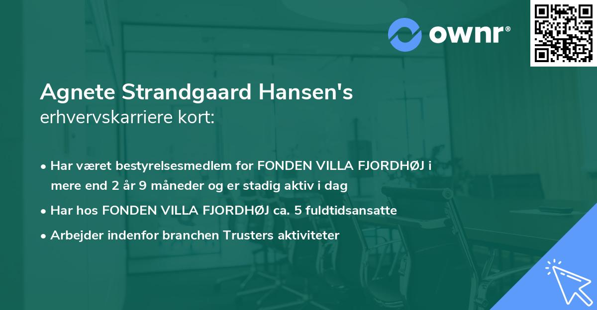 Agnete Strandgaard Hansen's erhvervskarriere kort