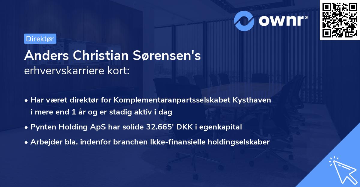 Anders Christian Sørensen's erhvervskarriere kort