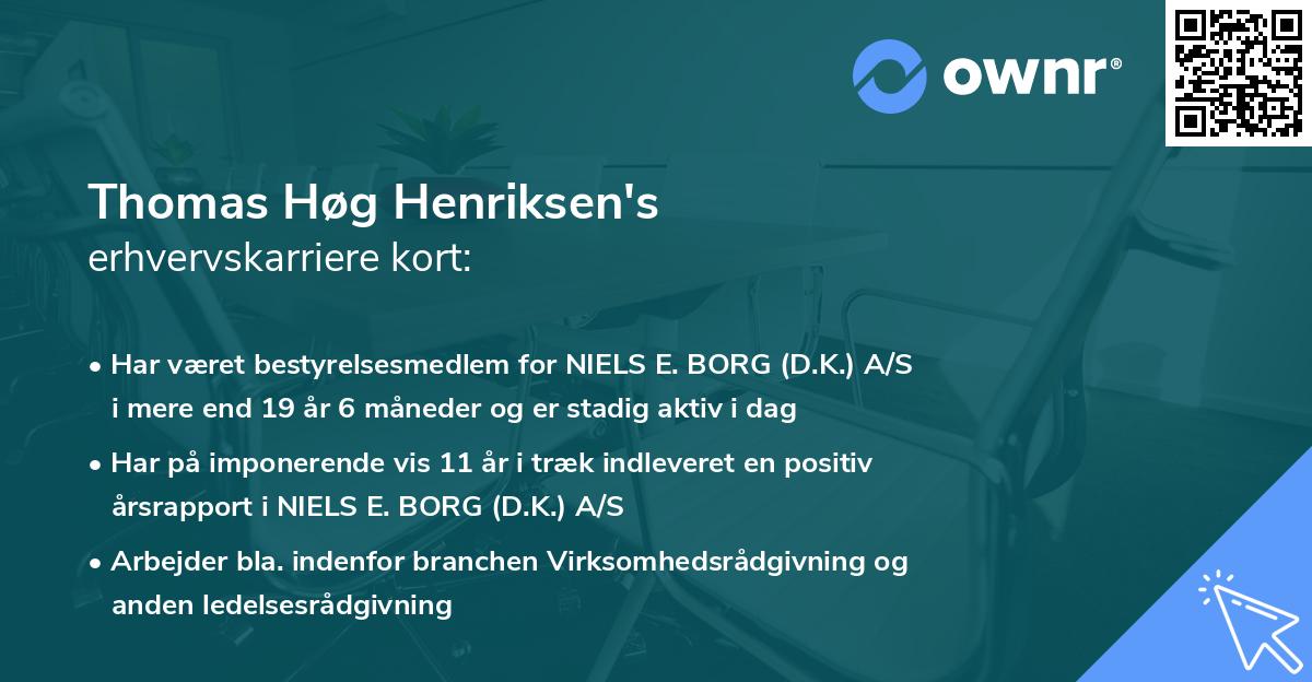 Thomas Høg Henriksen's erhvervskarriere kort