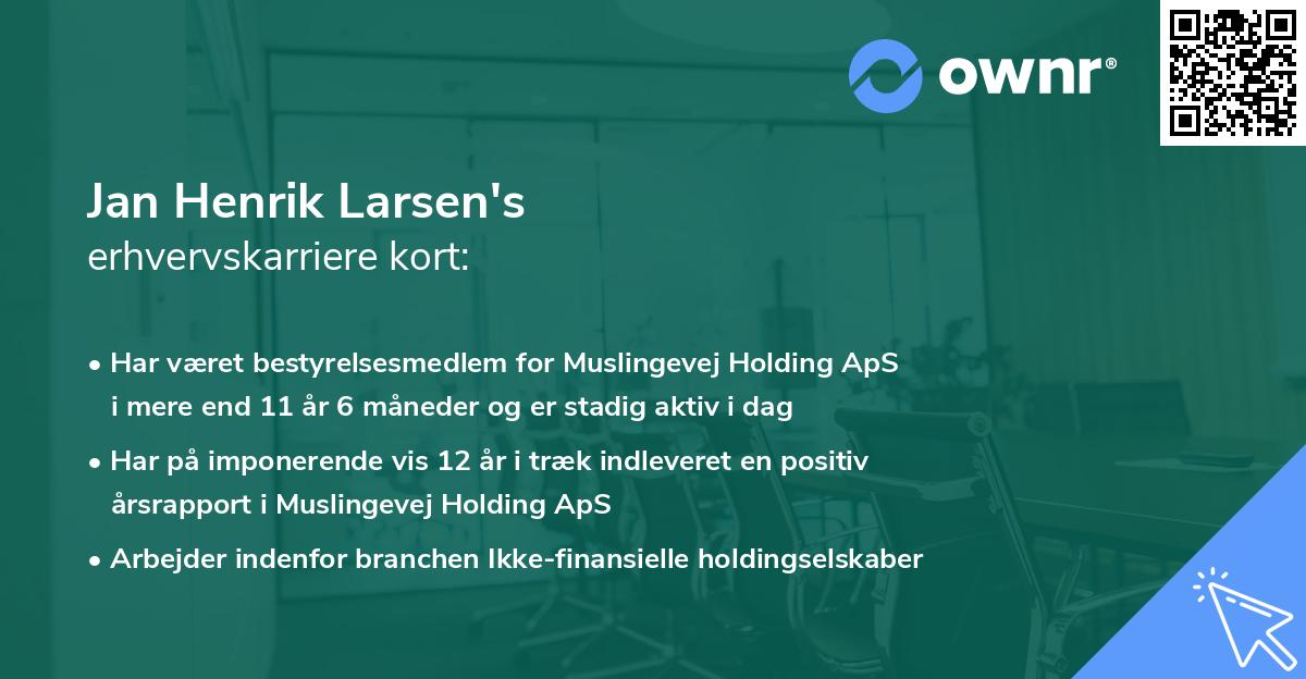 Jan Henrik Larsen's erhvervskarriere kort