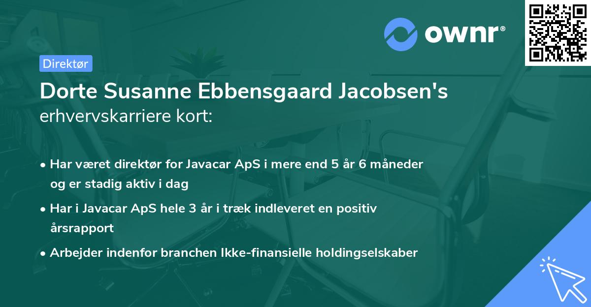 Dorte Susanne Ebbensgaard Jacobsen's erhvervskarriere kort