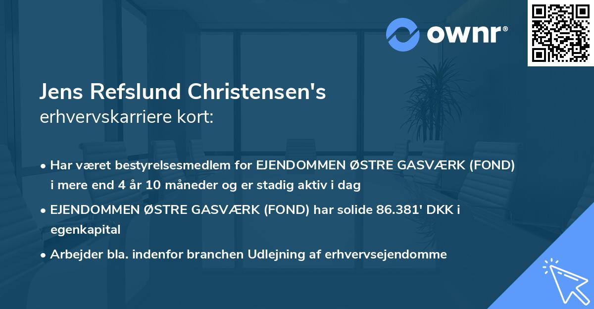 Jens Refslund Christensen's erhvervskarriere kort