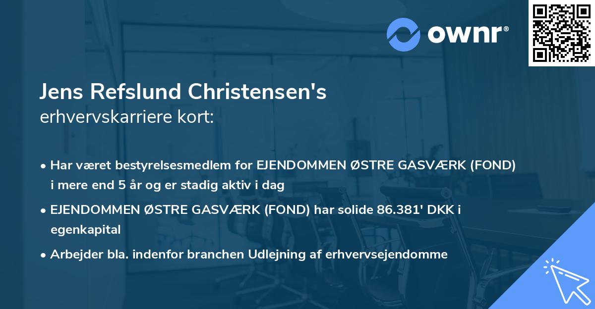 Jens Refslund Christensen's erhvervskarriere kort