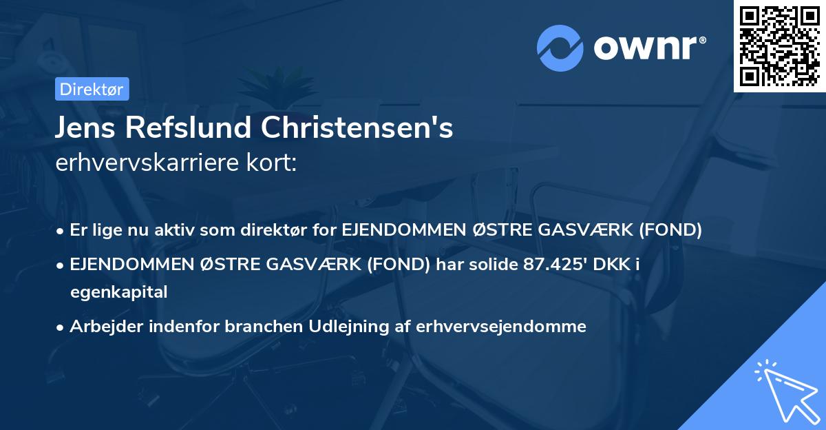 Jens Refslund Christensen's erhvervskarriere kort