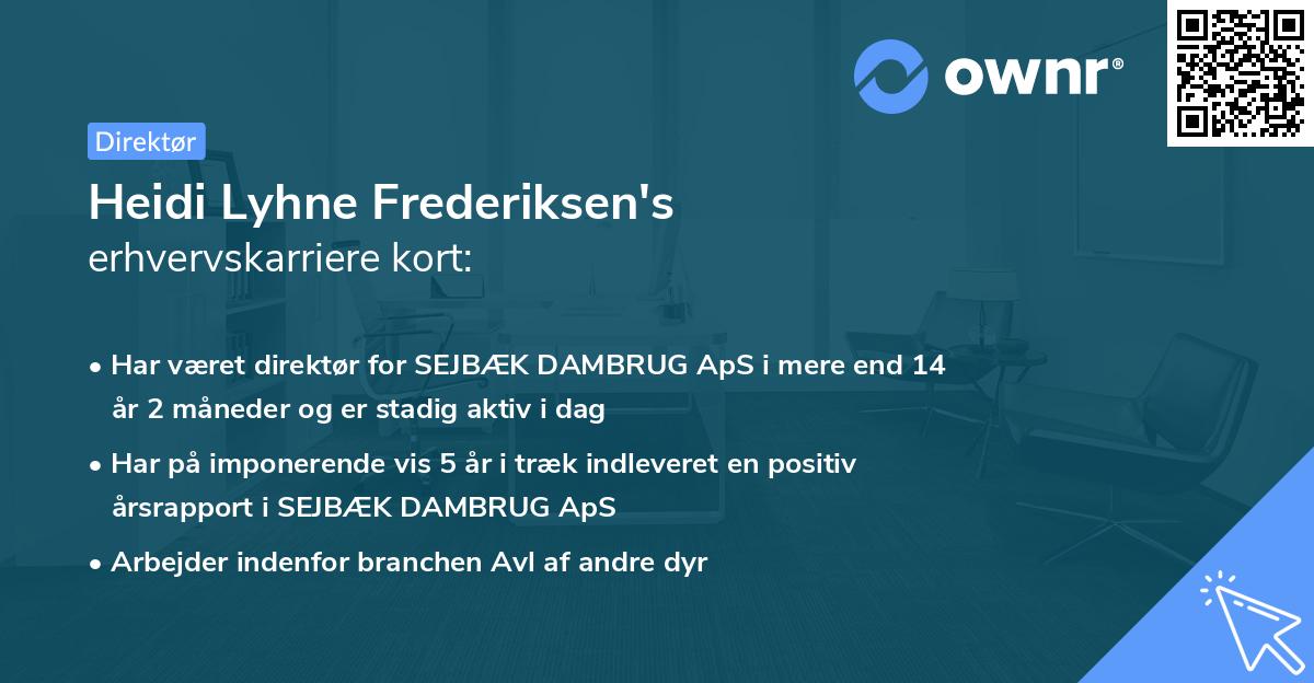 Heidi Lyhne Frederiksen's erhvervskarriere kort