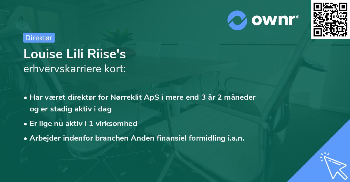 Louise Lili Riise's erhvervskarriere kort