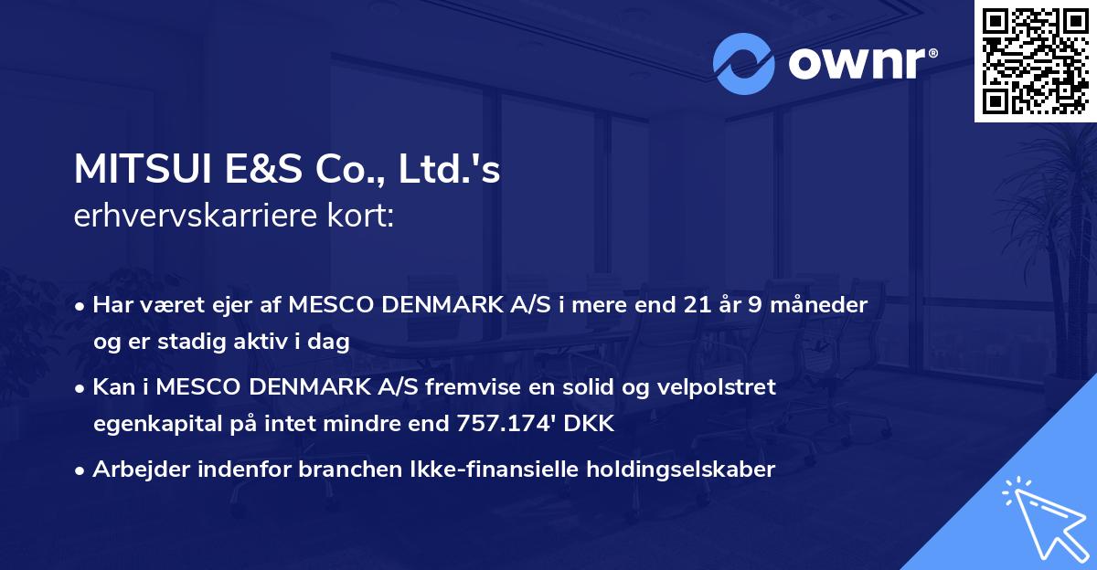 MITSUI E&S Co., Ltd.'s erhvervskarriere kort