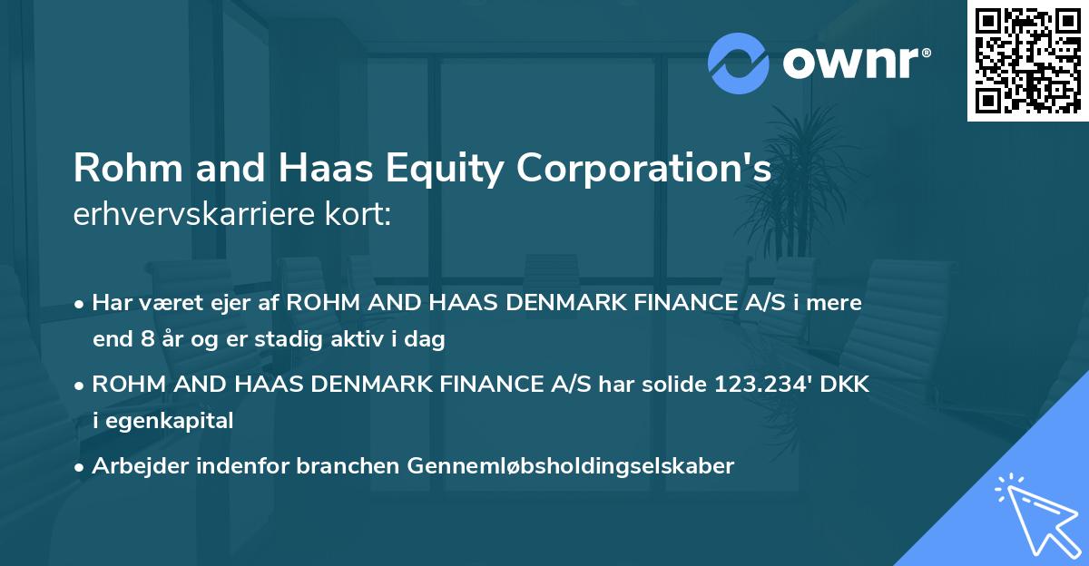 Rohm and Haas Equity Corporation's erhvervskarriere kort