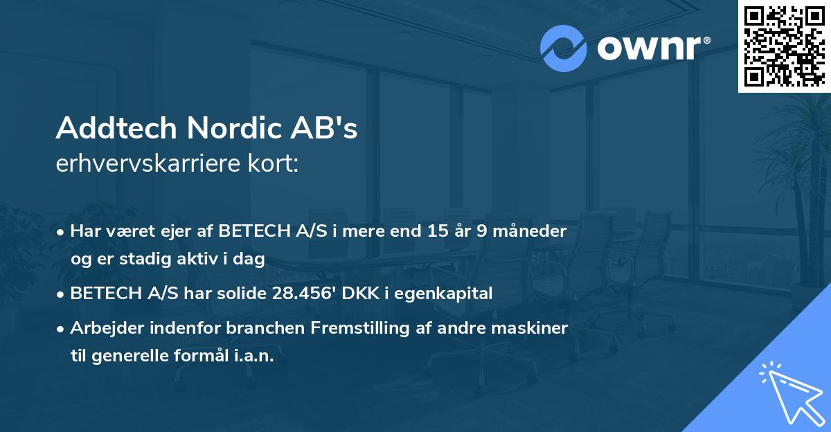 Addtech Nordic AB's erhvervskarriere kort