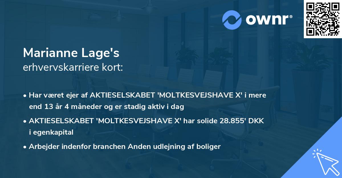 Marianne Lage's erhvervskarriere kort