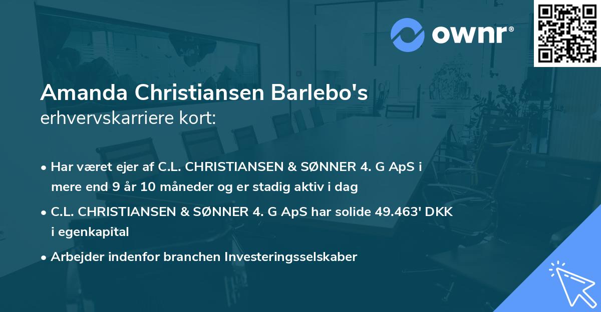 Amanda Christiansen Barlebo's erhvervskarriere kort