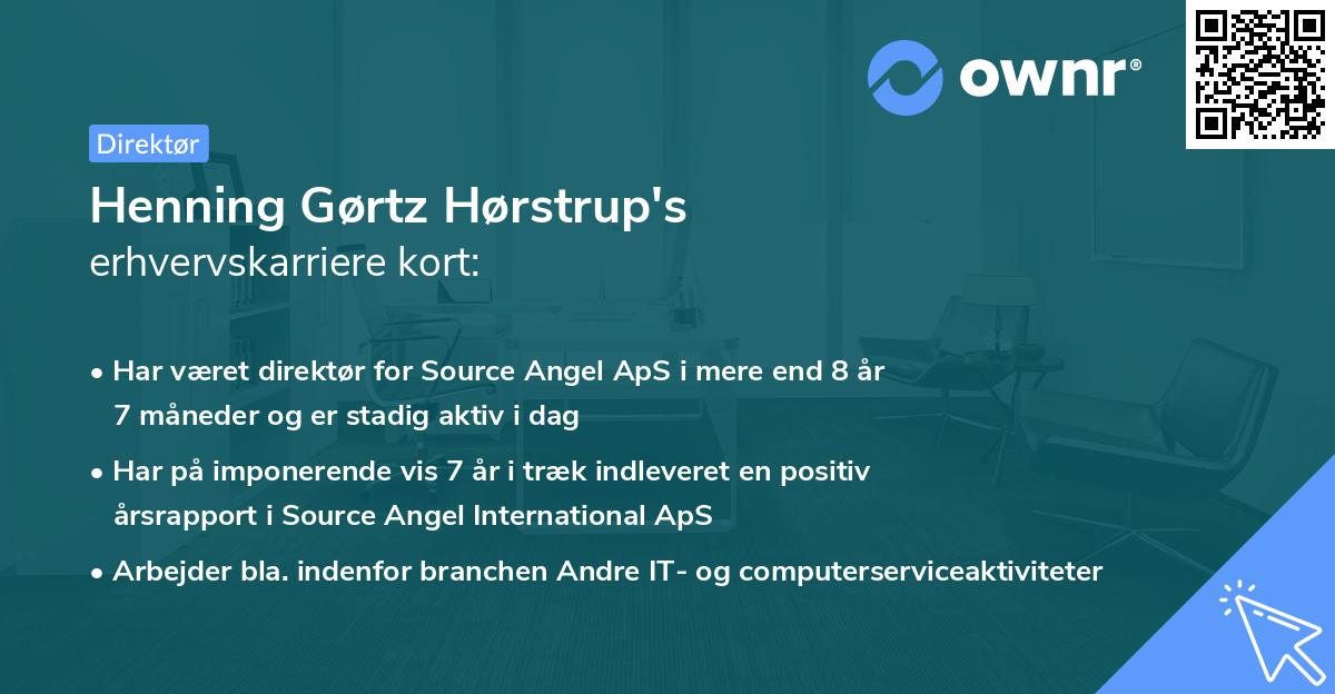Henning Gørtz Hørstrup's erhvervskarriere kort