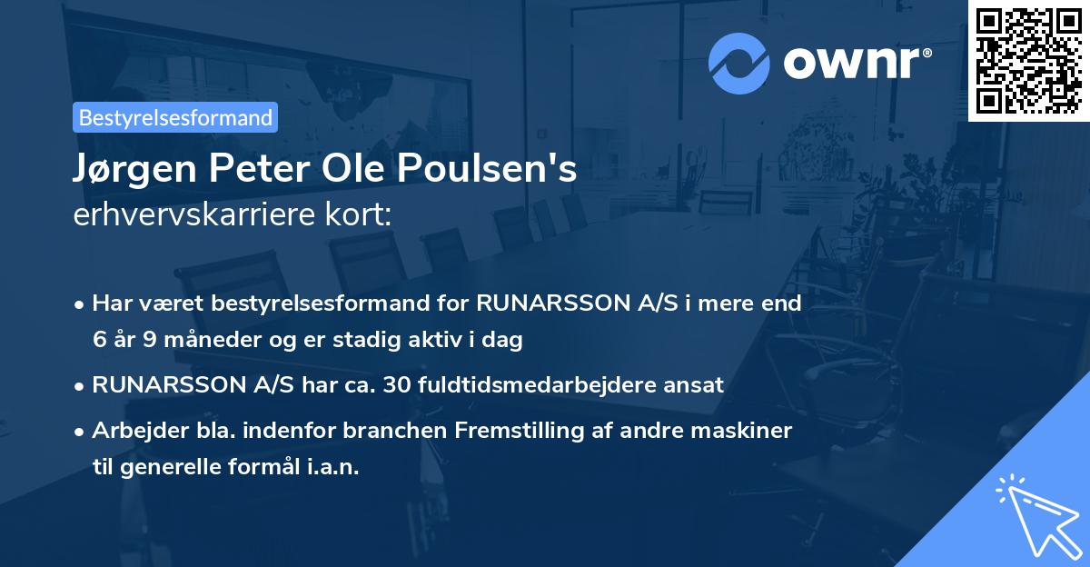 Jørgen Peter Ole Poulsen's erhvervskarriere kort