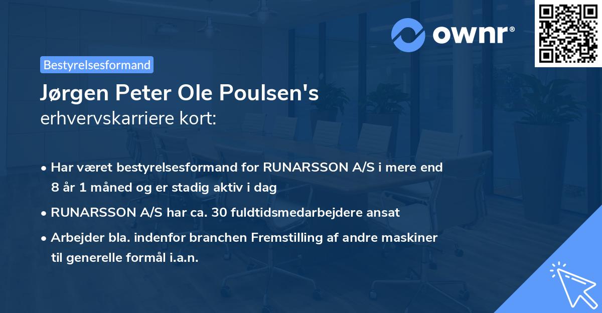 Jørgen Peter Ole Poulsen's erhvervskarriere kort