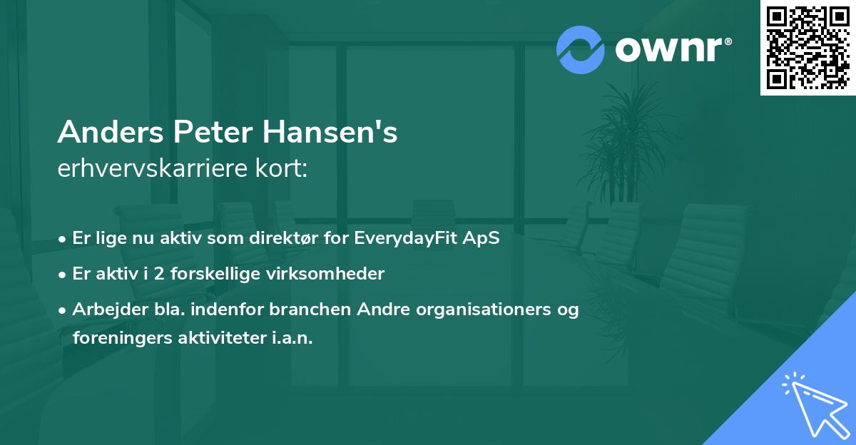 Anders Peter Hansen's erhvervskarriere kort