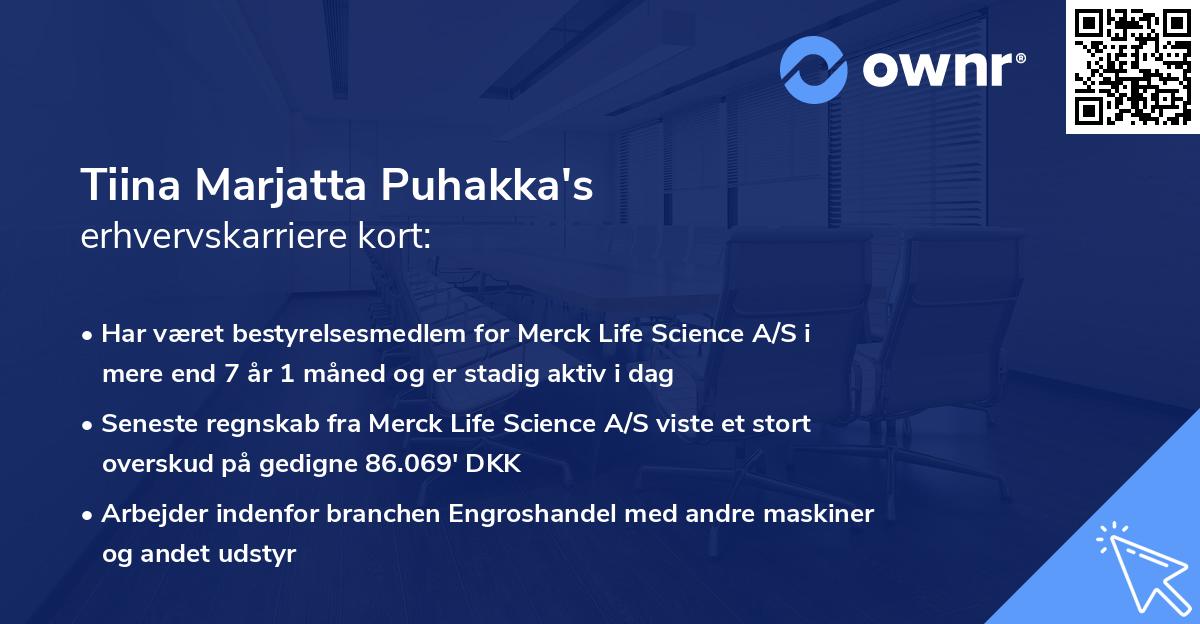 Tiina Marjatta Puhakka's erhvervskarriere kort