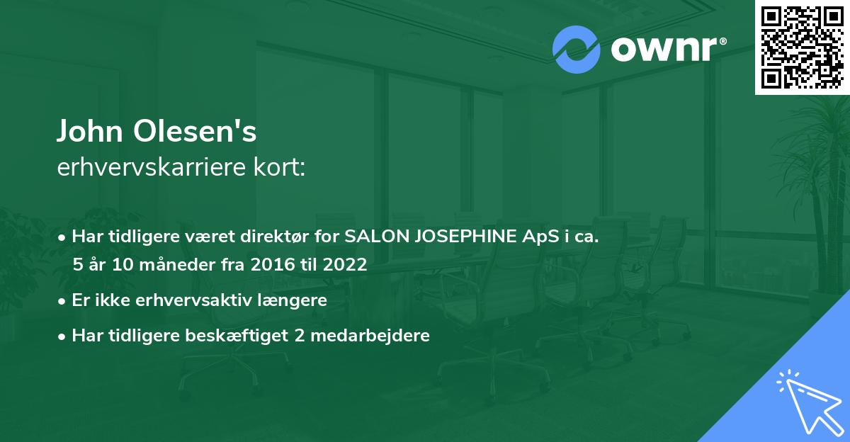 John Olesen's erhvervskarriere kort