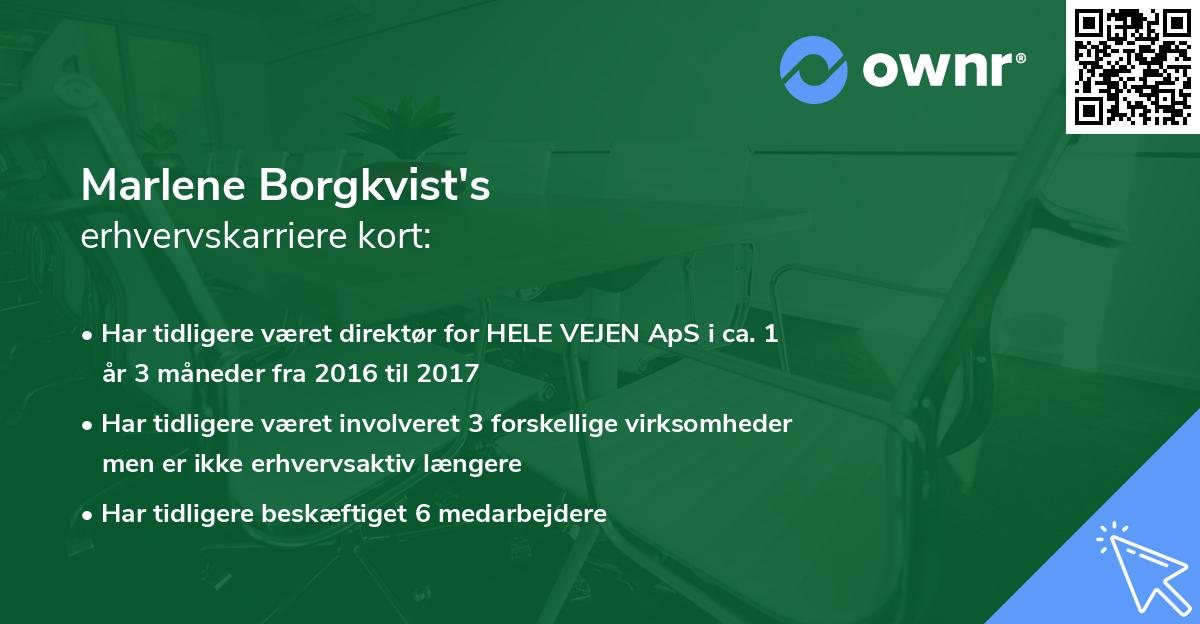 Marlene Borgkvist's erhvervskarriere kort