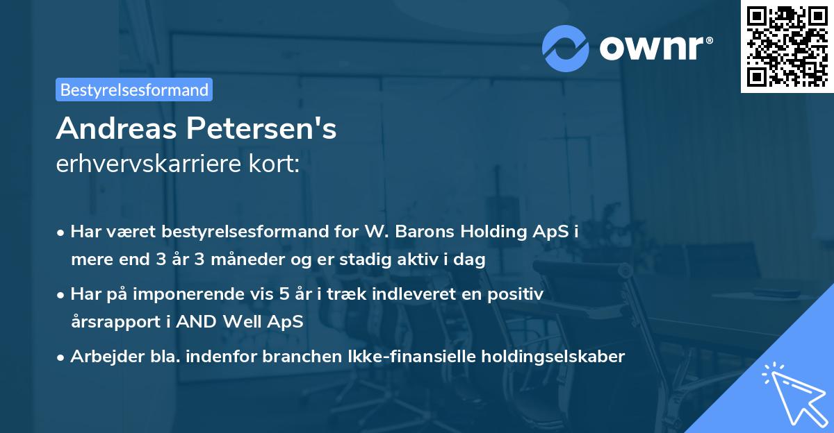 Andreas Petersen's erhvervskarriere kort