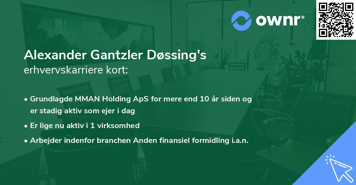 Alexander Gantzler Døssing's erhvervskarriere kort