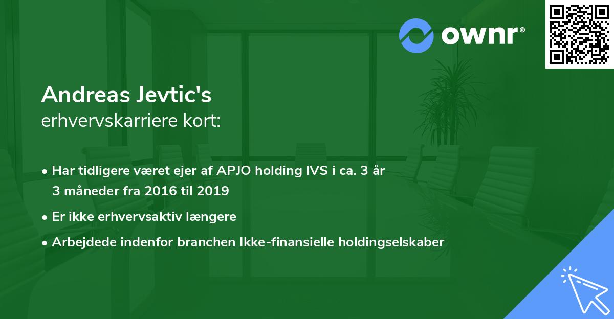 Andreas Jevtic's erhvervskarriere kort