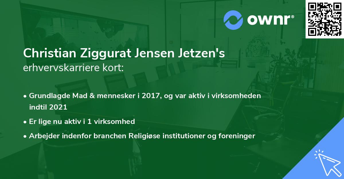 Christian Ziggurat Jensen Jetzen's erhvervskarriere kort