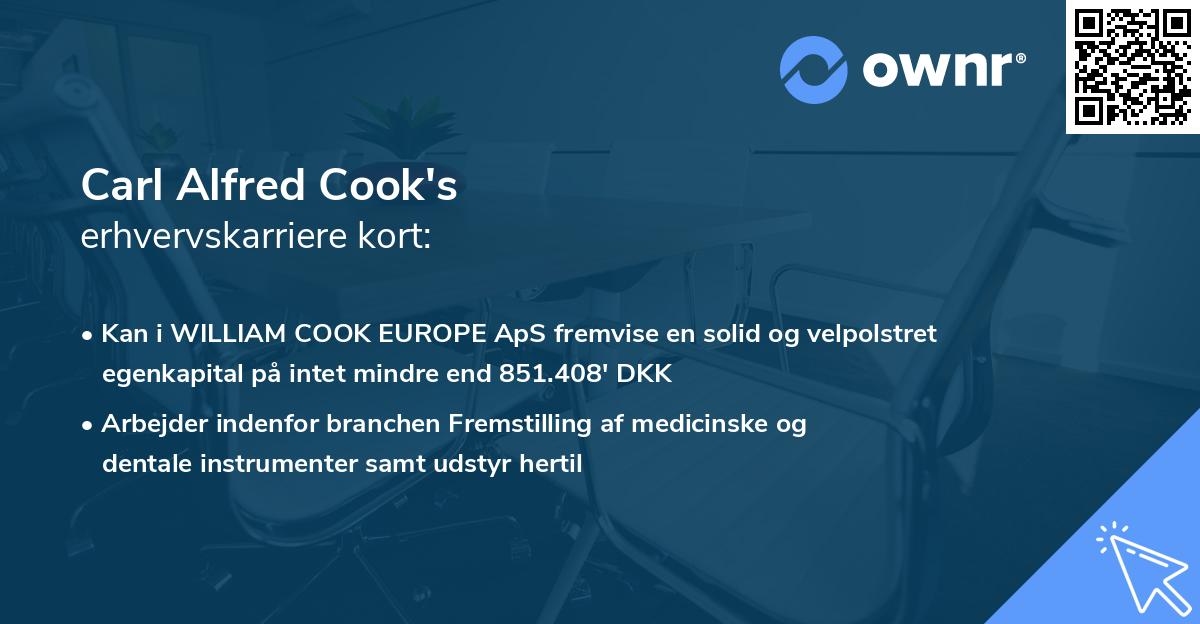 Carl Alfred Cook's erhvervskarriere kort