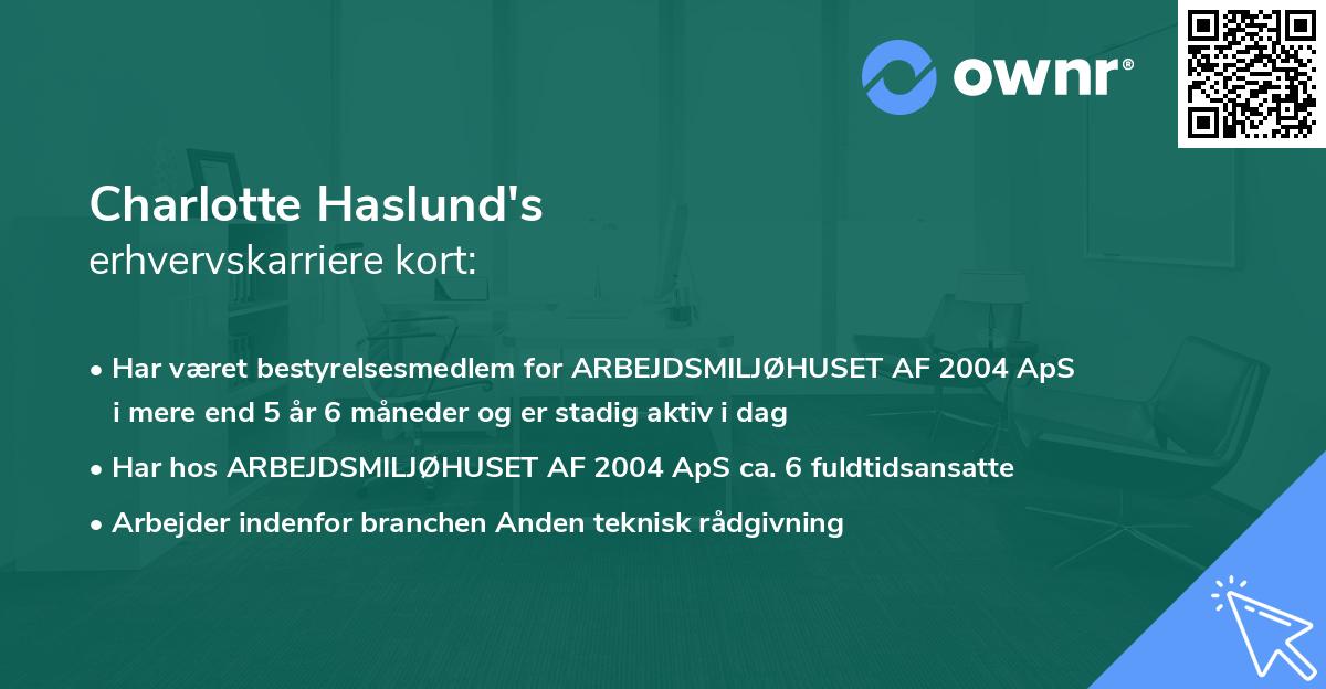 Charlotte Haslund's erhvervskarriere kort