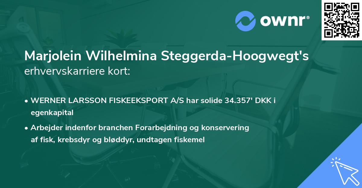 Marjolein Wilhelmina Steggerda-Hoogwegt's erhvervskarriere kort