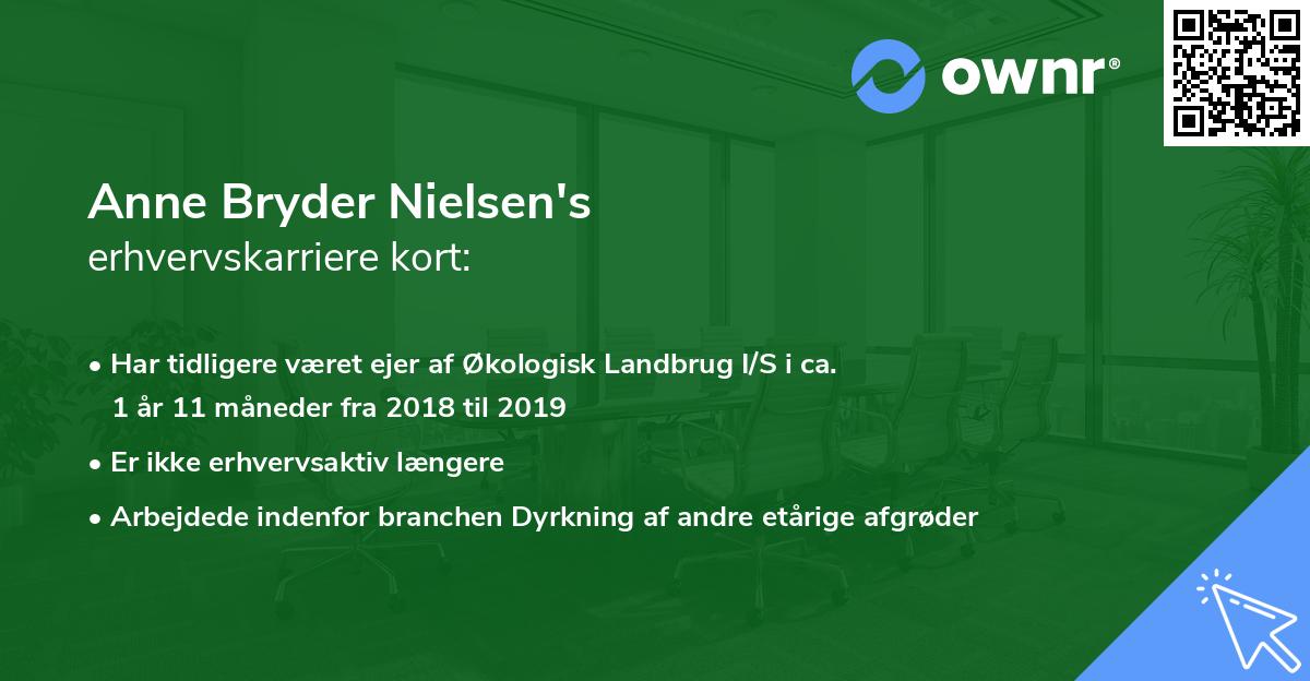 Anne Bryder Nielsen's erhvervskarriere kort