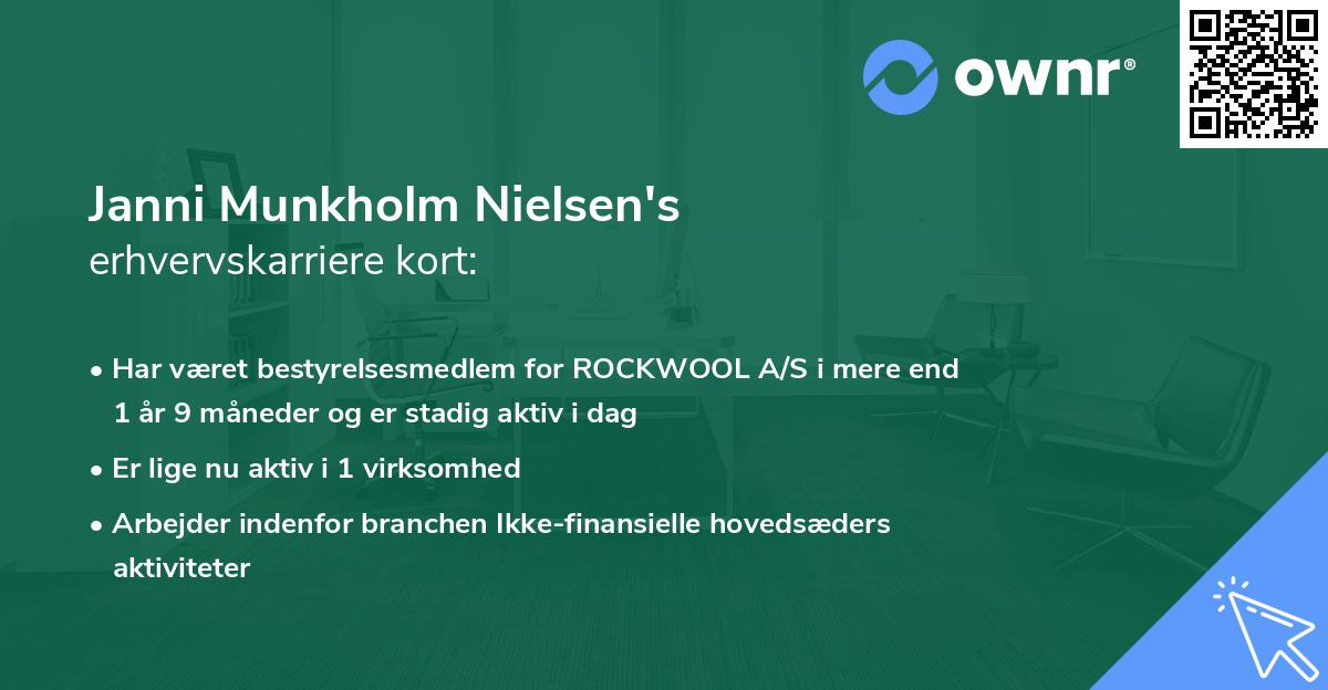 Janni Munkholm Nielsen's erhvervskarriere kort
