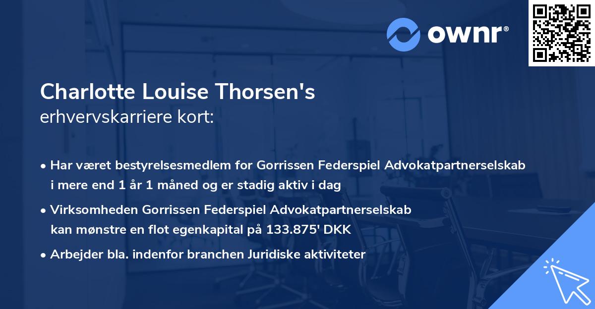 Charlotte Louise Thorsen's erhvervskarriere kort