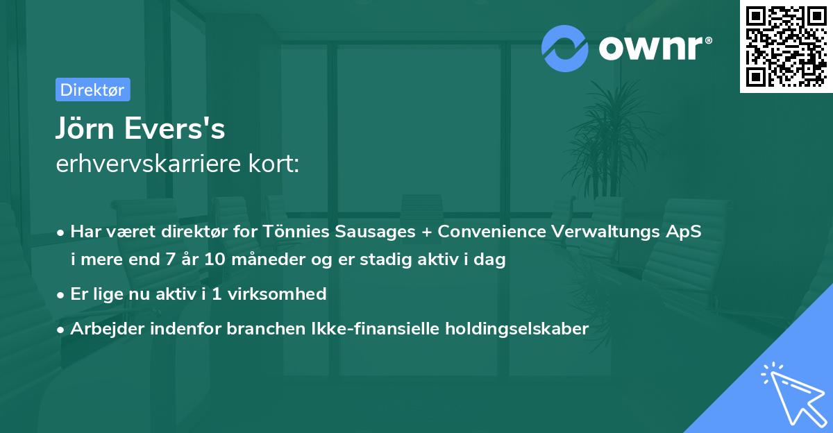 Jörn Evers's erhvervskarriere kort