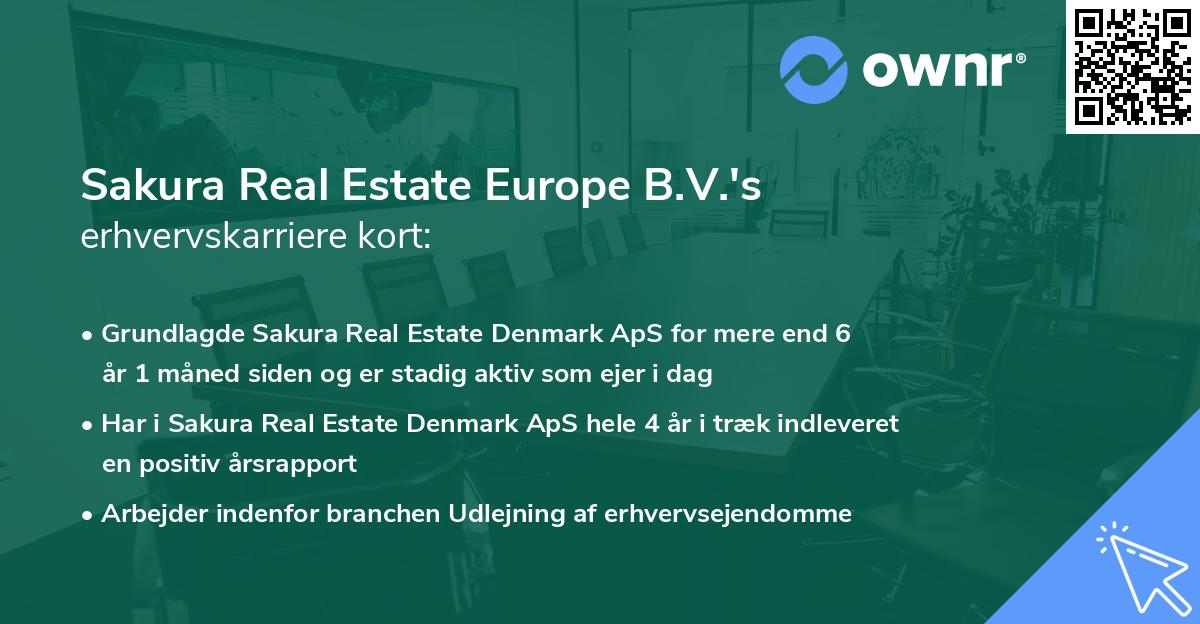 Sakura Real Estate Europe B.V.'s erhvervskarriere kort