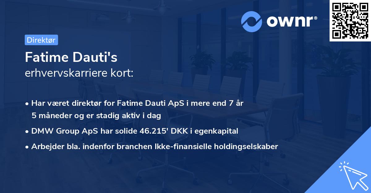 Fatime Dauti's erhvervskarriere kort