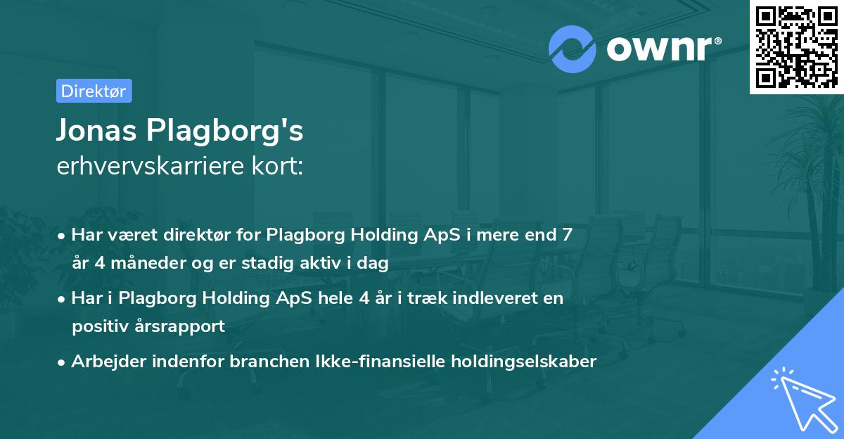 Jonas Plagborg's erhvervskarriere kort