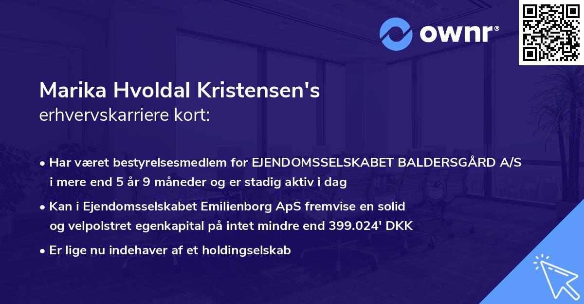 Marika Hvoldal Kristensen's erhvervskarriere kort