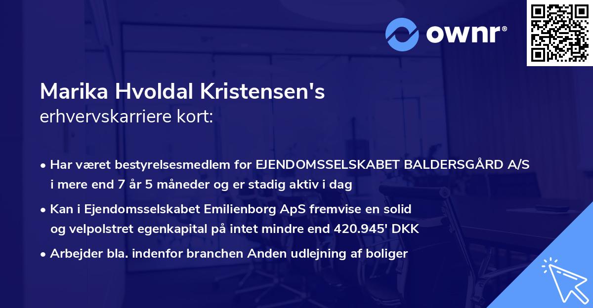 Marika Hvoldal Kristensen's erhvervskarriere kort