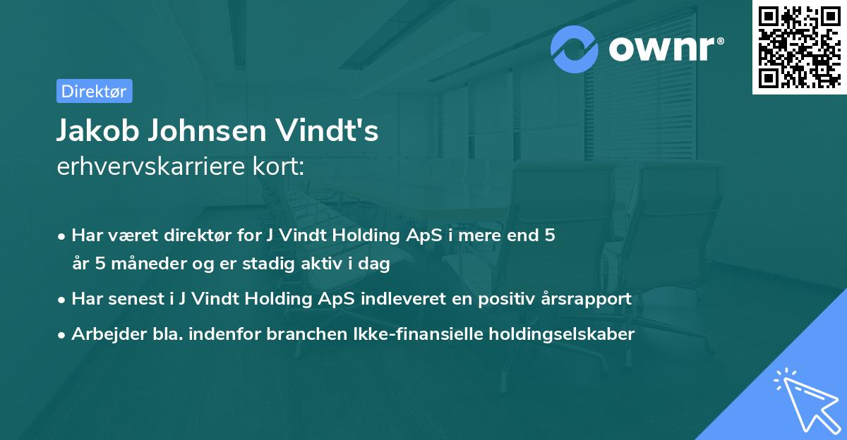 Jakob Johnsen Vindt's erhvervskarriere kort