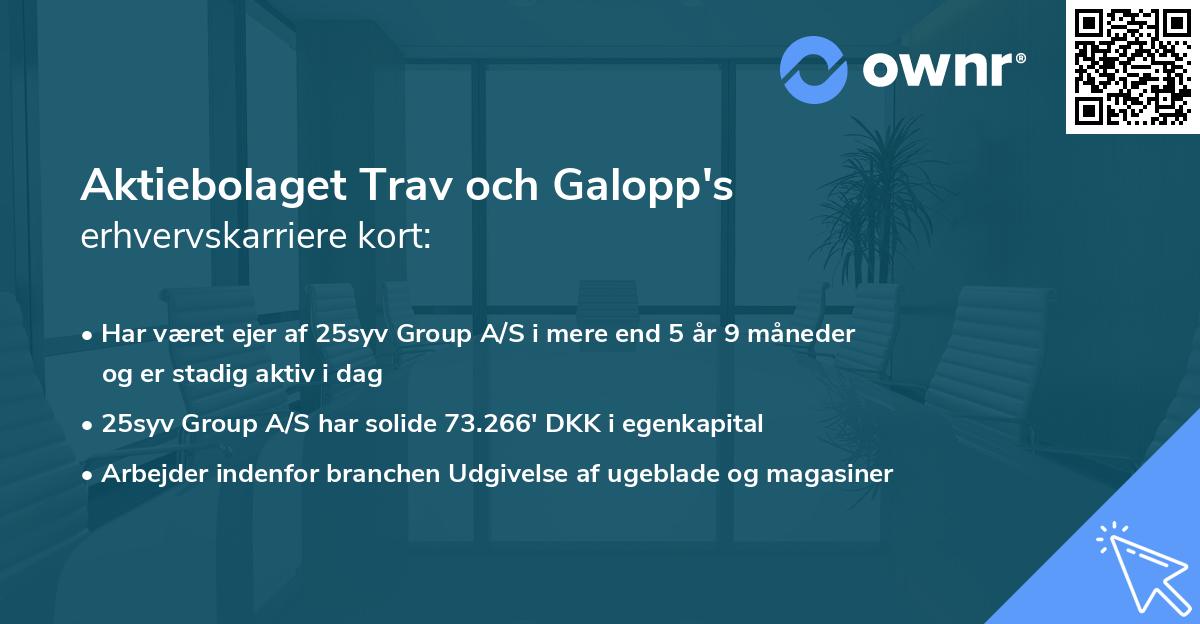 Aktiebolaget Trav och Galopp's erhvervskarriere kort