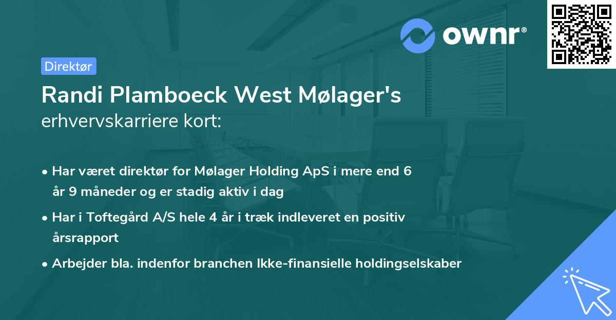 Randi Plamboeck West Mølager's erhvervskarriere kort