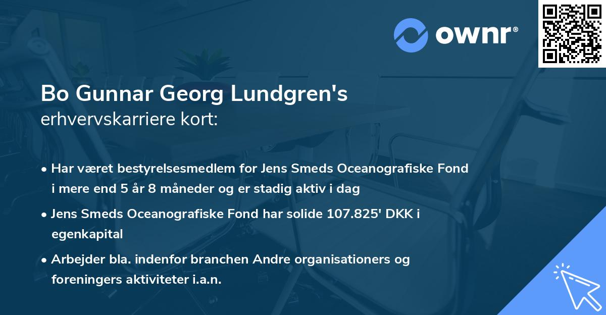 Bo Gunnar Georg Lundgren's erhvervskarriere kort