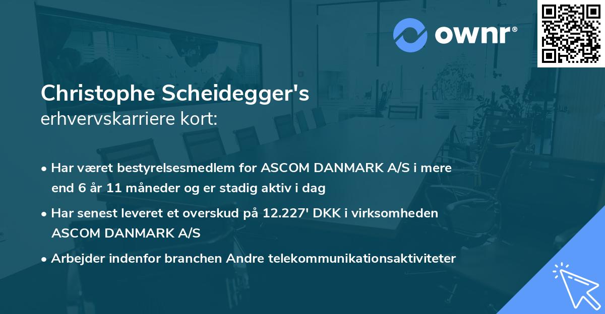 Christophe Scheidegger's erhvervskarriere kort