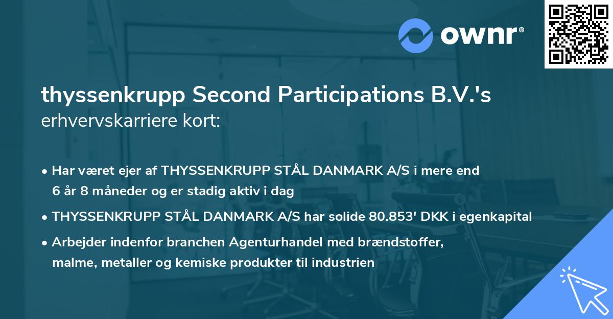 thyssenkrupp Second Participations B.V.'s erhvervskarriere kort