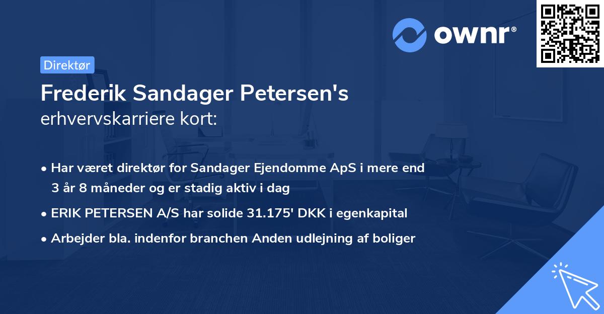 Frederik Sandager Petersen's erhvervskarriere kort