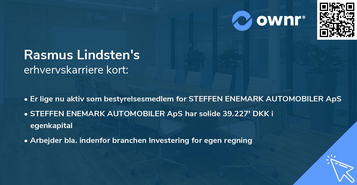 Rasmus Lindsten's erhvervskarriere kort