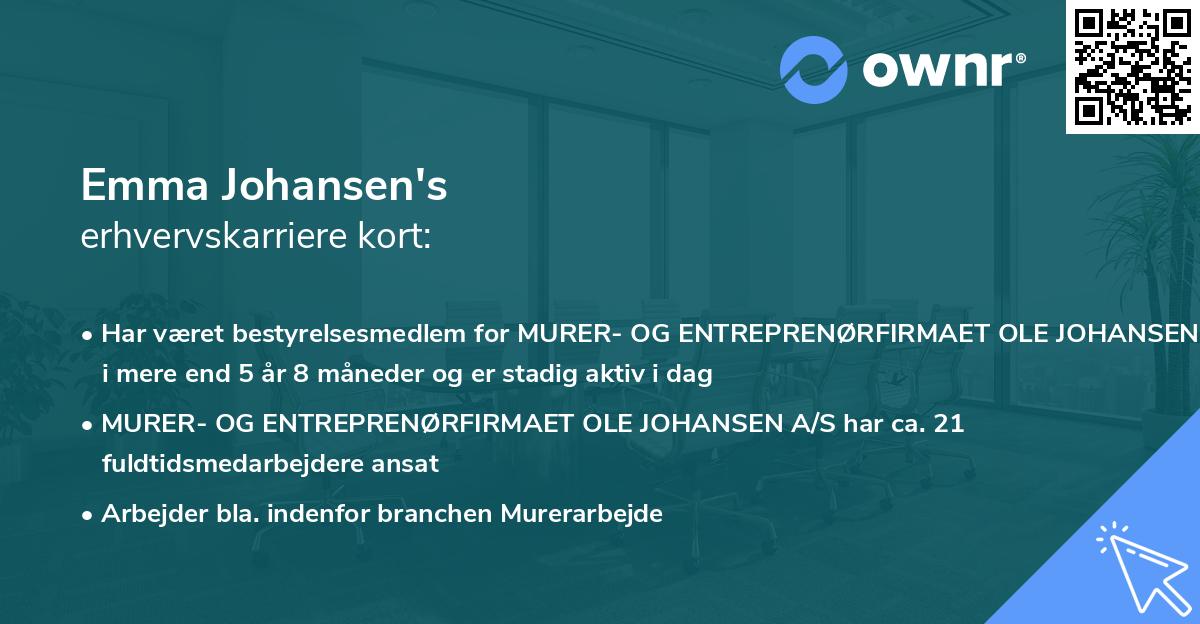 Emma Johansen's erhvervskarriere kort